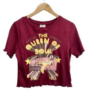 Aretha Crop Tee Size Large Franklin The Queen Of Soul Live In Vegas Juniors NEW